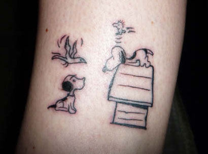 Louise just got her first tattoo and she just had to make it a Snoopy one